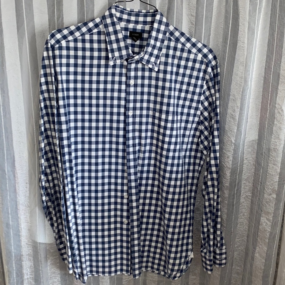 J. crew button up shirt size large gray and white